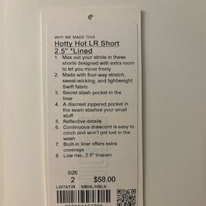 LULULEMON Hotty Hot LR shorts SIZE: 2